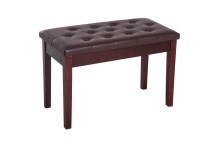 Leather Brown Double Seat Piano Bench