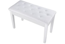 Leather White Double Seat Piano Bench